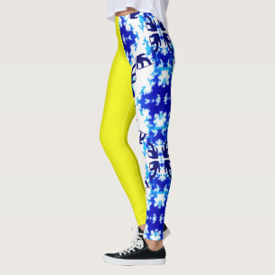 Leggings Ice Blue Snowboard Sky Yellow Snowboard Sport