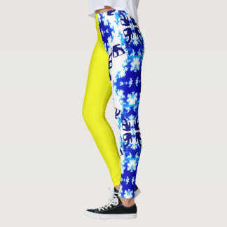 Leggings Ice Blue Snowboard Sky Yellow Snowboard Sport