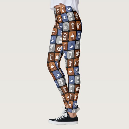 Leggings Icônes de café graphique (Gauche)
