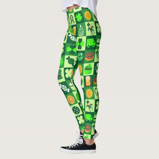 Leggings Icônes de la Saint-Patrick Motif sans couture (Gauche)