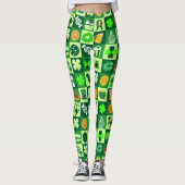 Leggings Icônes de la Saint-Patrick Motif sans couture (Devant)