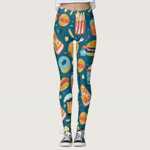 Leggings Icônes de restauration rapide : Doodles Vintages
