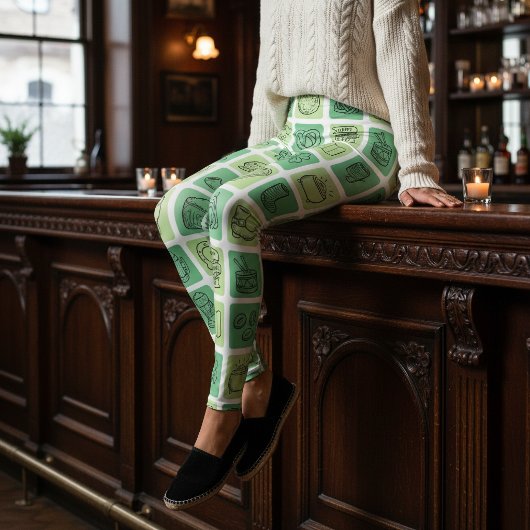 Leggings Icônes dessinées à la main de la Saint-Patrick ID6