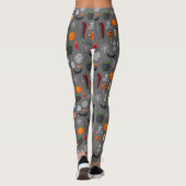 Leggings Icônes d'Halloween gris Motif (Dos)