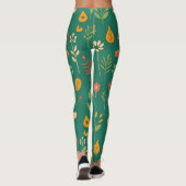 Leggings Icônes florales Whimsical sur vert (Dos)