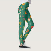 Leggings Icônes florales Whimsical sur vert (Droite)