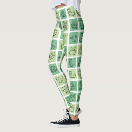 Leggings Icônes tirées à la main de St. Patrick ID635 (Gauche)