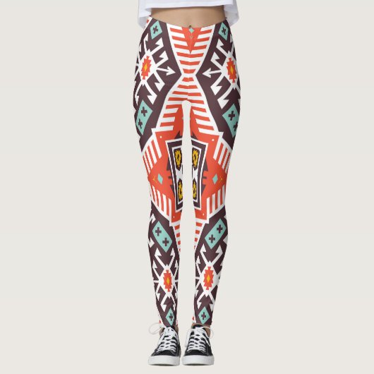 Leggings Ikat Aztec : Textes à rayures ethniques (Devant)
