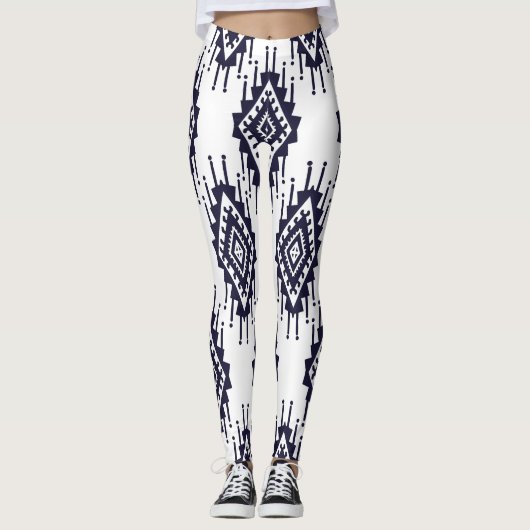 Leggings Ikat Boho Aztec Textile Motif (Devant)
