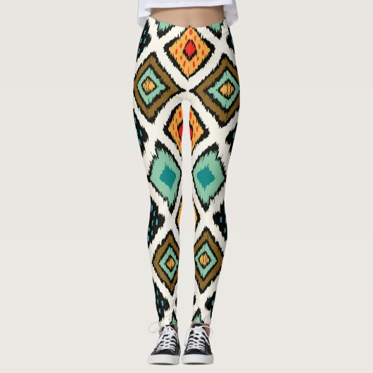 Leggings Ikat géométrique, folklore texture tribale. (Devant)