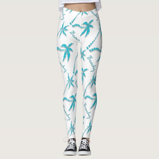 Leggings Île bleue pour la plage de palmier (Devant)