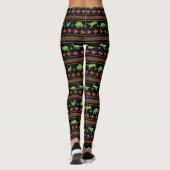 Leggings Île juste brodée par Knit de dinosaures de Noël (Dos)