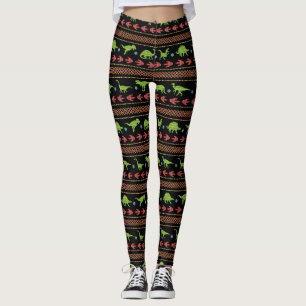 Leggings Île juste brodée par Knit de dinosaures de Noël