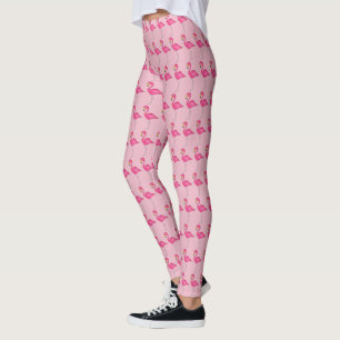 Leggings Île tropicale Flamant rose rose chaud Bird Imprime