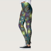 Leggings Illuminé Abstrait brillant Turquoise violet Fracta (Gauche)
