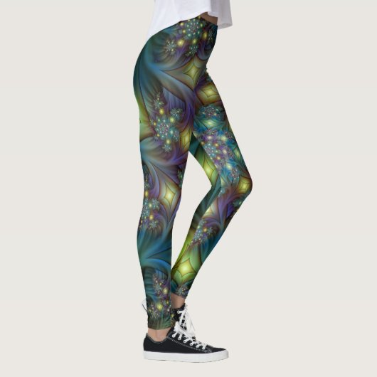 Leggings Illuminé Abstrait brillant Turquoise violet Fracta (Droite)