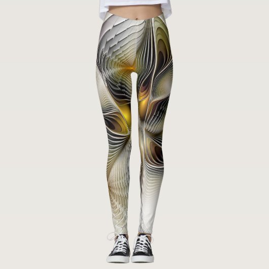 Leggings Illusion d'optique abstrait 3D fractal avec profon (Devant)