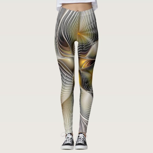 Leggings Illusion d'optique abstraite fractale 3D avec prof (Devant)