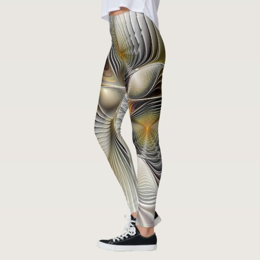 Leggings Illusion Optique Abstrait 3D Fractal Avec Profonde (Gauche)