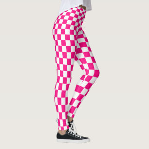 Leggings Illusion optique de motif Checkered de rose et