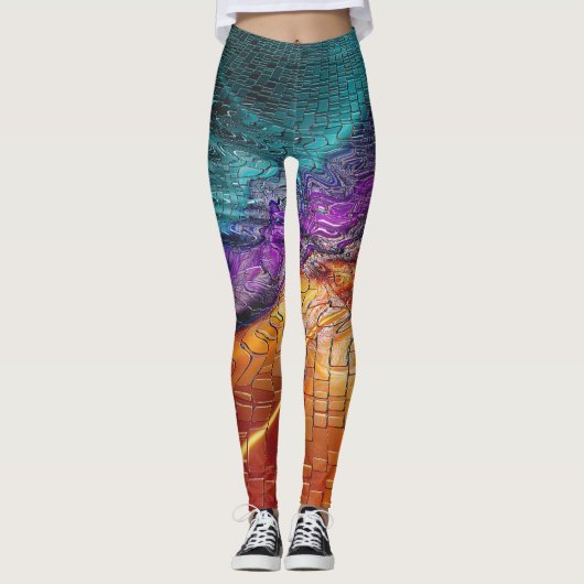 Leggings illusion psychédélique art coloré (Devant)