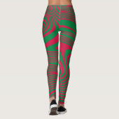 Leggings Illusion verte rouge de Noël d'Op-Art Artsy (Dos)