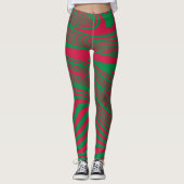 Leggings Illusion verte rouge de Noël d'Op-Art Artsy (Devant)