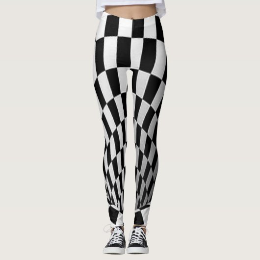 Leggings Illusion Vortex Noir & Blanc (Devant)