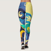 Leggings Illustration Abstraite de la ligne Sun Waves (Dos)