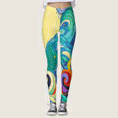 Leggings Illustration Abstraite de la ligne Sun Waves (Devant)