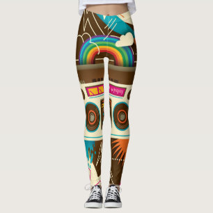 Leggings Illustration Abstraite de la radio Vintage colorée