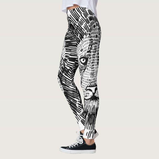 Leggings Illustration Abstraite du visage de lion gras (Gauche)