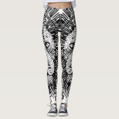 Leggings Illustration Abstraite du visage de lion gras (Devant)