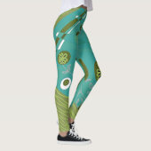 Leggings Illustration Bohème Chintz Aqua Green Grey (Droite)