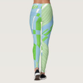 Leggings Illustration Bohème Chintz Bleu Vert Doux Blanc (Dos)
