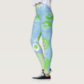 Leggings Illustration Bohème Chintz Bleu Vert Doux Blanc (Gauche)