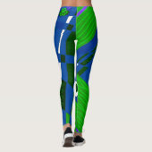 Leggings Illustration Bohème Chintz bleu vert pourpre (Dos)