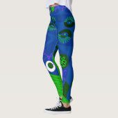 Leggings Illustration Bohème Chintz bleu vert pourpre (Gauche)