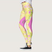 Leggings Illustration Bohème Chintz jaune rose vert (Gauche)
