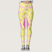 Leggings Illustration Bohème Chintz jaune rose vert (Devant)