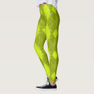 Leggings Illustration Bohème Chintz Olive Vert Avocado