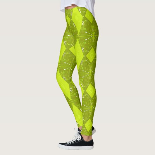 Leggings Illustration Bohème Chintz Olive Vert Avocado (Gauche)