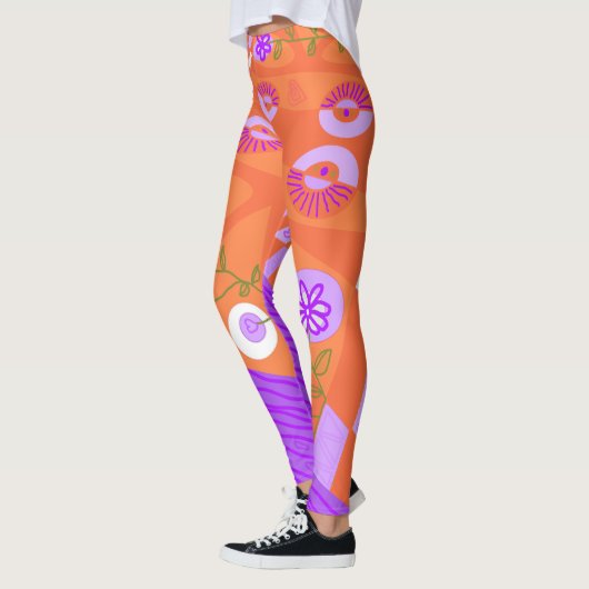 Leggings Illustration Bohème Chintz Orange Purple Green (Gauche)