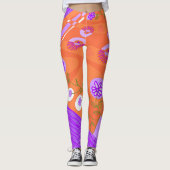 Leggings Illustration Bohème Chintz Orange Purple Green (Devant)