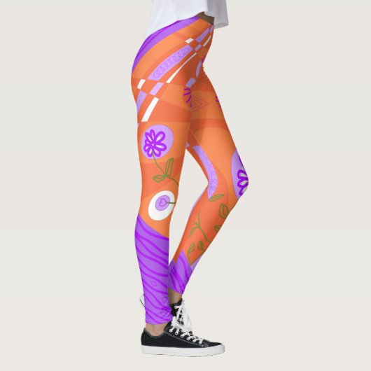 Leggings Illustration Bohème Chintz Orange Purple Green (Droite)