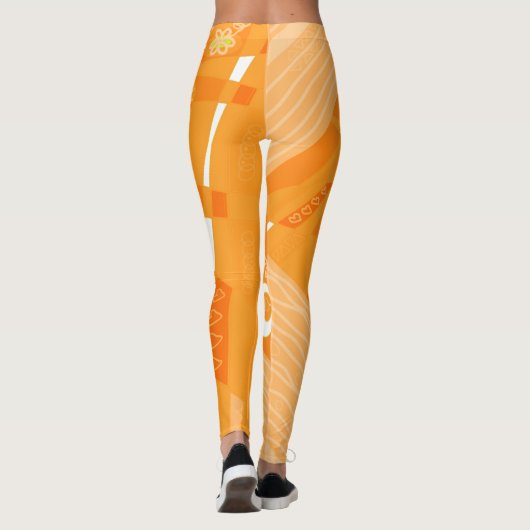 Leggings Illustration Bohème Chintz Pastel Orange (Dos)
