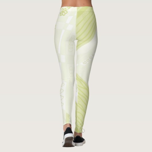Leggings Illustration Bohème Chintz Pastel Pear Green (Dos)