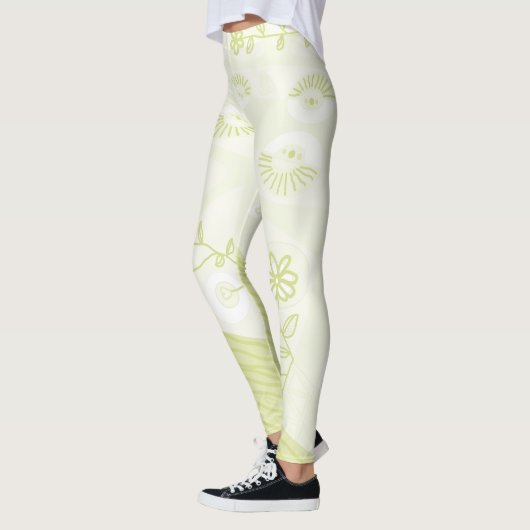 Leggings Illustration Bohème Chintz Pastel Pear Green (Gauche)