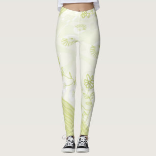 Leggings Illustration Bohème Chintz Pastel Pear Green
