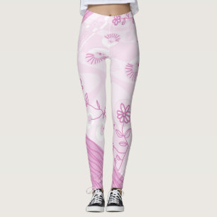 Leggings Illustration Bohème Chintz Pastel Rose